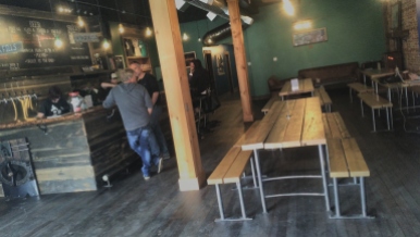 Seating area of Backroads Brewing Co.